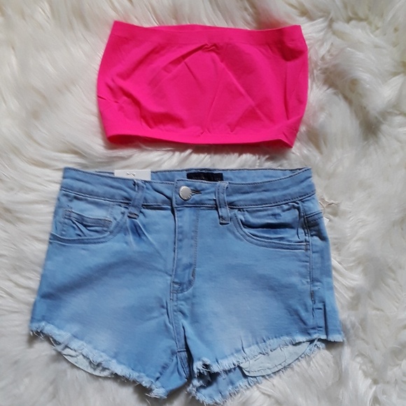 ποΈππNeon Pink Bandeau Crop Tube Topπ - Picture 5 of 7
